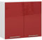 AKORD | Küchenhängeschrank - Oliwia W80 | 2 Regalböden & 2 Tür Küche Schrank | Einbauküche Küchenzeile Küchenmöbel Küchenschränke | Laminierte Platte | 80 x 30 x 72 cm | Weiß | Rot Glanz