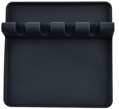 Food Grade Silicone 4-Compartment Kitchenware Storage Rack Silicone Cutlery Rack Drip Pad High Temperature Resistant Spoon Mat/402(Gray)