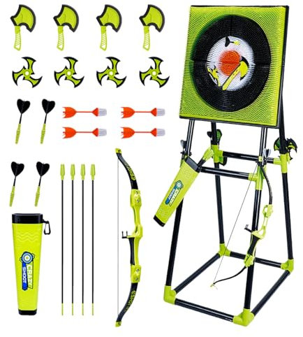 CEDOIEOP Axe Throwing Game for Backyard,Deluxe Ax Throwing Game Set for Adults,Foldable Axe Throwing Bristle Target,Including Axes/Darts/Bows and Arrow,Hatchet Throwing Game for Indoor & Outdoor