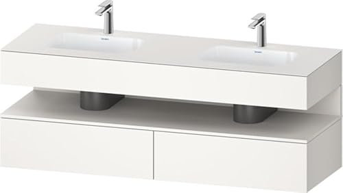 Duravit Qatego Einbauwaschtisch mit Konsolenwaschtischunterbau, 1600x550x600mm, Nische Weiß Supermatt, Doppelwaschtisch, QA4797084840000, Farbe: Weiß