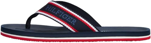 Tommy Hilfiger Herren Flip Flops Comfort Beach Sandal mit Logo, Blau (Desert Sky), 42