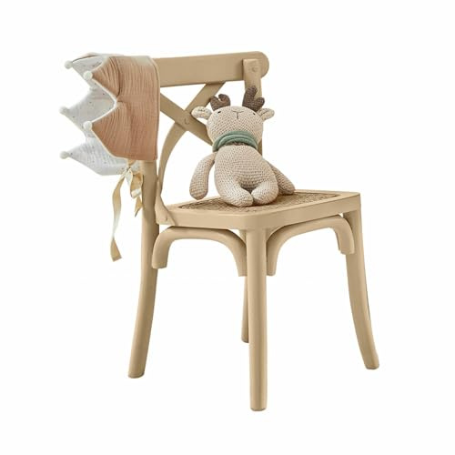 Loberon Kinderstuhl Sourila, Kindgerechte Größe, Landhaus-Design, Sitzfläche in Wiener-Geflecht-Optik, Kinderzimmer, Sitzmöbel, Mangoholz, Stuhlflechtrohr, beige