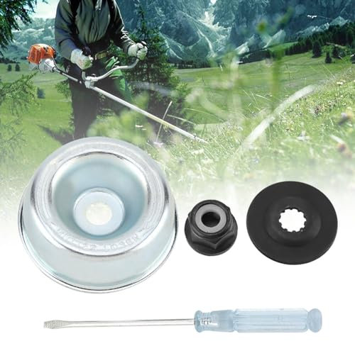 Máquina de Jardinería Cortacésped, 4 Piezas Juego de Ensamblaje de Cortacésped para Cuchilla de Hilo Un Kit Cuchillas de Corte de Empuje Recortadora de Metal Arandela Placa