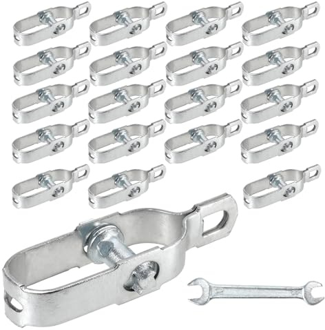 HEIYUET 20 Stück Drahtspanner Zaunspanner Verzinkt 98 mm, Drahtzaun Spanner mit eine Schraubschlüssel, Maschendrahtzaun Spanner für Garten Zaundraht, Weidezaun, Wäscheleine