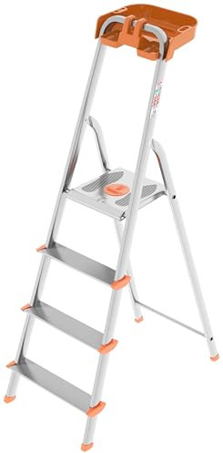 COLOMBO Escalera de Aluminio de 4 peldaños con Bandeja portaobjetos