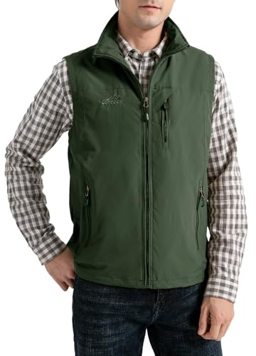 Vanchenl Men's Lightweight Travel Fishing Casual Utility Vest Outdoor Safari Work Photo Waistcoats with Multi Pockets