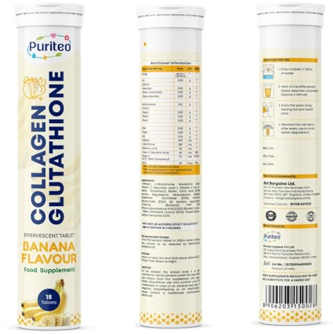 Hot Bargains Compresse effervescenti – 30 pezzi, gusto banana, supporto anti-età e potenziatore di elasticità della pelle (taglia unica, banana)