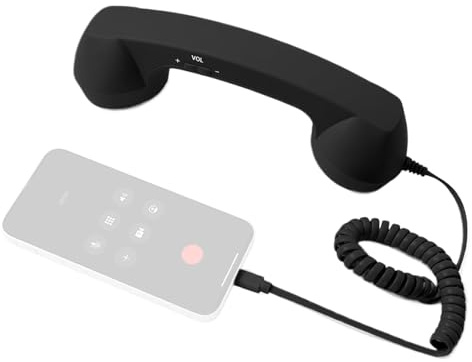 Retro telefonadapter – typ-C klassisk telefonhandenhet med inbyggd mikrofon, vintage fast telefonadapter för kontor, resor, kök, säng, skrivbord, vardagsrum
