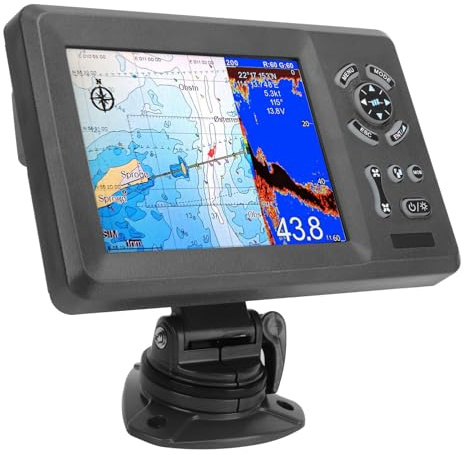 MasYosh 7 tum GPS marin plotter, färg LCD 800 x 600 tydlig display IP66-skydd, fisksökare med digital fisksvärm detekteringsteknik, för K diagram 2.0 3.0 C karta max navionik