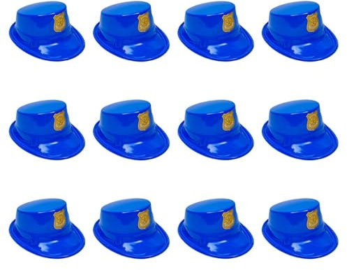 22 circ. Kids Blue Police Officer Plastic Hats ā 12 Pc.