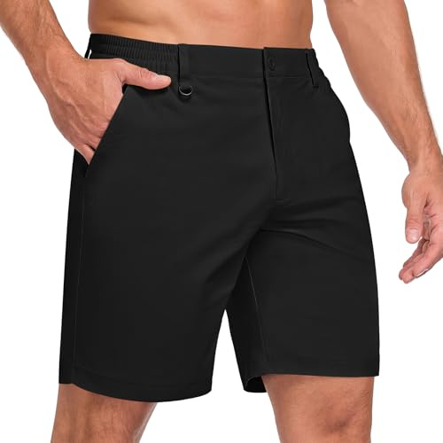 Zoofly Short de Golf pour Homme Taille élastique Short Cargo été Bermuda décontracté Coupe Classique Pantalon habillé avec Poches