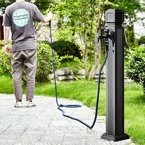 Fuente de columna de agua, soporte de manguera de jardín de acero inoxidable independiente con tubo de alta presión, función decorativa de hidrante para exteriores