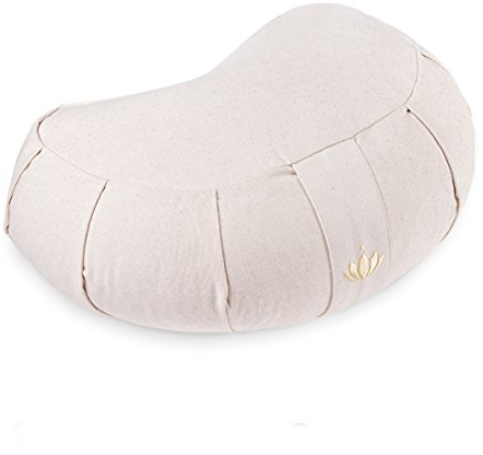 Lotuscrafts Zafu Meditationskissen Halbmond Siddha - Sitzhöhe 15cm - Yogakissen Halbmond mit Dinkelfüllung - Waschbarer Bezug aus Bio-Baumwolle - GOTS Zertifiziert