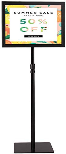 Giantex Espositore A3 ad Angolo Retto, Supporto per Informazioni con Struttura in Alluminio, Il Porta Poster Regolabile in 73,5-120 cm Altezza, Nero/Argento (A3 Nero)