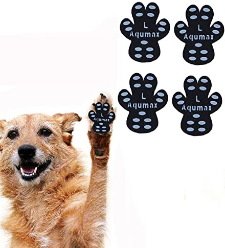 Aqumax Dog Paw Protector Anti-Slip Pads,Toe Grips for Senior Dogs,Paw Grips Traction Pads for Slippery Hardwood Floors,Essentials for Senior Dogs,12 Sets (48 pcs) L Black