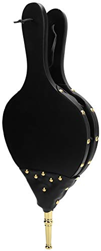 Jenngaoo Fuelle de Leña para Chimenea, Soplador Manual de Fuelle de Fuego de 16 x 7 con Correa para Colgar para Cocinar al Aire Libre, Camping, Barbacoa, Chimenea, Estufa de Leña(Boquilla de Oro)