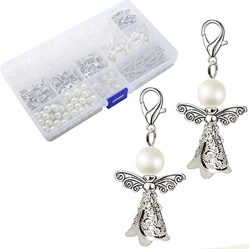 HERZWILD schutzengel selber machen 50 set Schlüsselanhänger Engel Charme Perlenengel Anhänger für DIY Hochzeit Schmuck Halskette Basteln Basteln Perlenengel Engel (B)