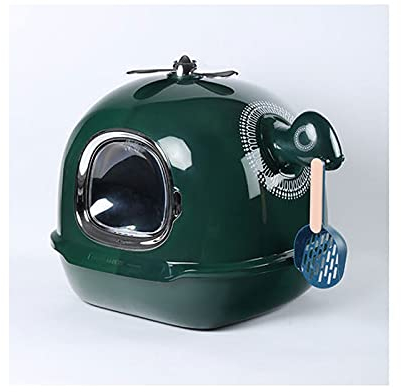 Bac Litière pour Chat Boîte à litière en forme de chat en forme d'hélicoptère, toilettes de chat entièrement fermées, grand déodorant et boîte à caca de chat anti-éclaboussures avec pellets de chat, b