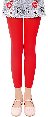 L&K-II 3/4 Kinder Mädchen Sommer Strumpfhose ohne Füße Ballett Strumpfhose Tanzstrumpfhose 40 Den Blickdichte Mikrofaser Farbig 27252 Rot 134/140