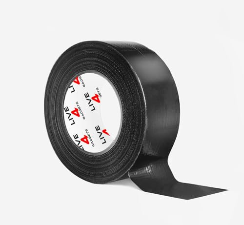 live4gadgets Black Gaffer Tape - 48mm x 50m, Heavy Duty & Super Sticky Duct Tape Ultra Strong Adhesive Cloth Tape by The Packing Box (Black, Pack of 1)