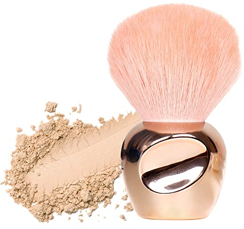 Professioneller Puderpinsel für Make-up, Gesichtspinsel für loses und gepresstes Puder, Rouge-Bürste mit Plüschfasern (Gold)