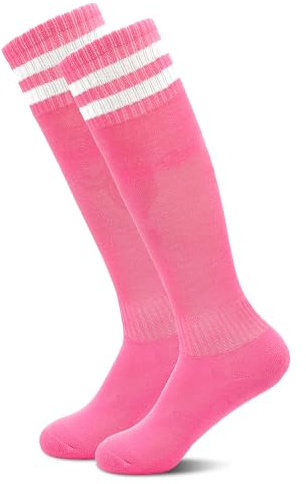 HYCLES Kids Football Knee High School Socks Children Athletic Solid Striped Socks Breathable Sports Training Soccer Sock for Girls and Boys 3-6 Years