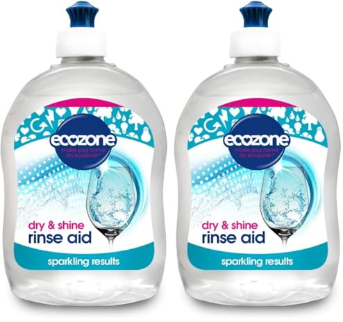 Ecozone Rinse Aid, Natural Rinsing Aid for Dishwashers, Dry & Shine Gentle Formula for Sparkling & Streak-Free Results, Leaves Glass & Crockery Hygienically Clean, Vegan Friendly Solution (500ml)