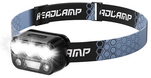 konqkin Super Bright Head Torch Rechargeable-LED Headlight-Headlamp with Sensor Control-6 Light Modes-for Camping-Fishing,YD06-length