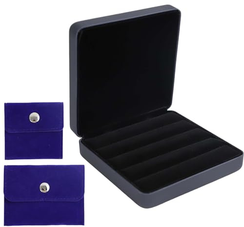 WATUNID Scatola organizer per anelli, piccolo portagioie in velluto con 2 organizer per gioielli, scatola da viaggio, organizer portatile per anelli, orecchini e gemelli
