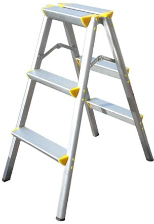 F Fityle Échelle pliable à pédales larges pour adultes, escabeau double face en alliage d'aluminium, tabouret à 3 marches pour grands magasins, bureaux,