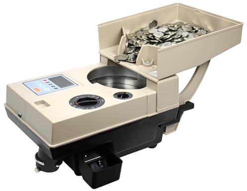 Mynträknare sorteringsmaskin, Heavy Duty elektrisk mynträknare förpackare Offsorter, 1200 stycken/minut, myntdiameter 15mm~34mm, för de flesta mynt