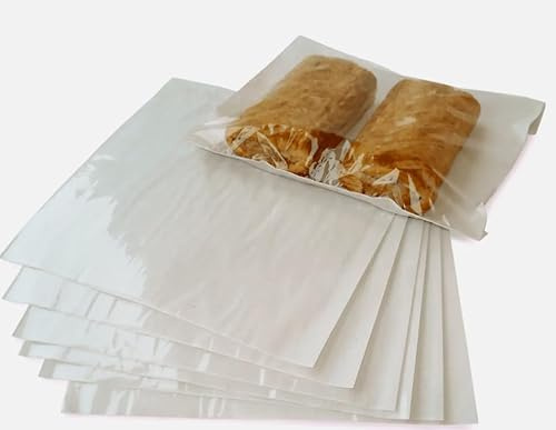 100 x 10 x 10 Cellophane Clear Window White Film Fronted Sweet/Sandwich/Food & Pastry Paper Bags – by Healthy Home