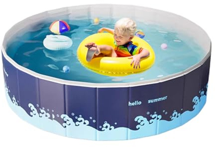 XUQEAYWD Hundepool, Tragbar Swimmingpool, Plantschbecken Für Kinder, Faltbarer Hunde Planschbecken, Badewanne Faltbar, Kinder Pool, Schwimmbecken Garten, Große Kapazität, PVC, 90x90x48cm