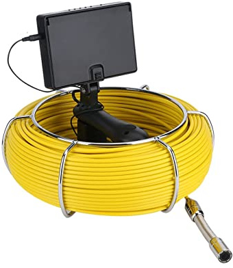 VGVSBG Endoscopio Portatile 20M/30M 4,3 Pollici 17mm Tubo di Scarico Industriale Portatile per ispezione fognature Videocamera Endoscopio IP68 Impermeabile 8 Pezzi LED (Giallo 10m)
