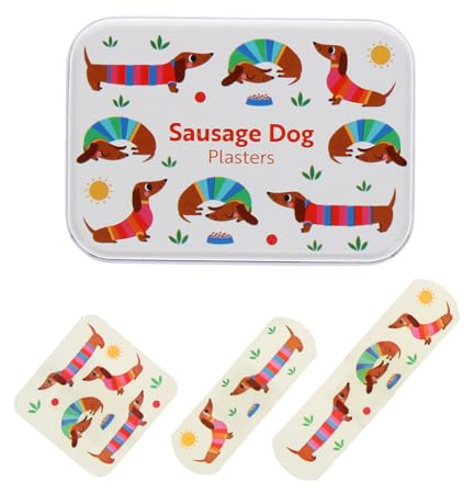 Children's plasters in a tin (30 pcs) - Sunny Sausage Dog