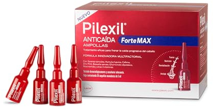 PILEXIL FORTE MAX - Ampollas Anticaída 20 uds, Tratamiento Uso Tópico para Caída Progresiva del Cabello - Para Hombres y Mujeres - Con 4 Complejos, 5 Alfa, Nutricional, Antioxidante y Revitalizante