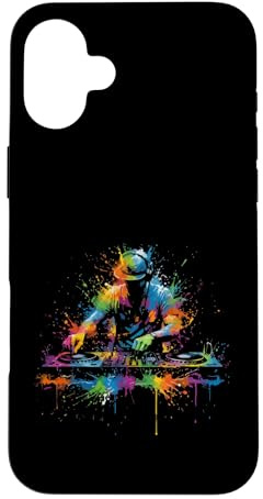 Carcasa para iPhone 16 Plus DJ Rave EDM Music Festival DJ y Tocadiscos Pintura Splash Art