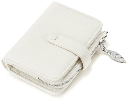 ANYWN Porte-Monnaie Femme, Petit Portefeuilles Femme, Petite Bourses Femme avec Motif de Feuilles et Grand Compartiment à pièces à Large Ouverture Beige