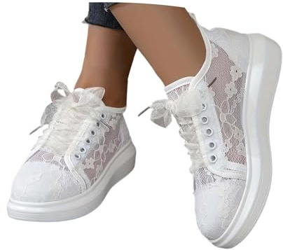 Chaussures traditionnelles pour femme - Chaussures Dirndl - Chaussures de mariée - Blanc - Baskets élégantes en tissu - Chaussures plates brodées - Chaussures de mariage - Chaussures d'été respirantes
