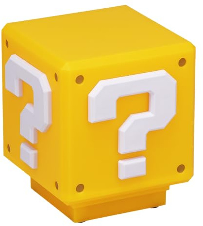 Paladone Super Mario Mini Question Block Light - Officially Licensed Super Mario Bros. Merchandise, Bedroom or Game Room Decor, Retro Gamer Gift, Battery Powered