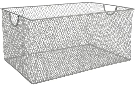 YBM HOME Kitchen Pantry Organizer Wire Basket for Shelves, Cabinets, Pantry, Countertop, Mesh Open Storage Bin Metal Basket for Organizing Food Supplies, 14.5x9.25x7