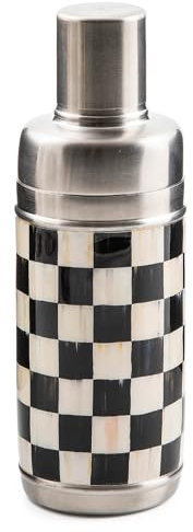 MACKENZIE-CHILDS 3260 Cocktail Shaker, Black-and-White Courtly Check
