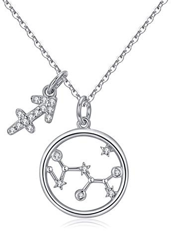 Qings Sagittario Collana Segno Zodiacale - Bff Collane Argento 925 Ciondolo Stelline, Regalo per Bambine e Ragazze Bambina, Donna