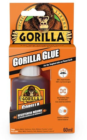 Gorilla 1034200 - Gorilla Glue - Pegamento de Poliuretano - Resistente - Piedra - Cerámica - Madera - Resistente al agua - 60 ml
