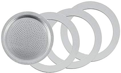 Tredoni 3 Sellos/Anillos Goma +Filtro -Reemplazo- Tamaño 6 Tazas Cafetera Espresso Olla Moka- 7,1cm (6 Tazas)