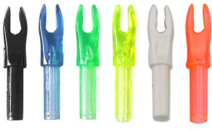 MILAEM 50 pièces Encoches de flèche tir à l'arc remplaçables Encoche en Plastique insérer des queues de flèche pour Arbre de flèche ID 4.2mm (Jaune Transparent)