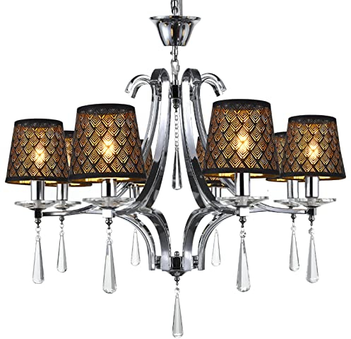 YISUN Kleine Lampenschirme 6er Set Lampenschirm Hängelampe Tischlampe Wandleuchte Stehlampe, PVC Kristall Kronleuchter Lampenschirme für Küche Schlafzimmer Nachttisch Wohnzimmer (Tiefschwarz)