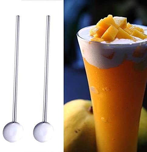 Rostfritt stål sugrör 10 st/paket rostfritt stål rund form metall dricksked sugrör återanvändbara sugrör cocktailskedar set cocktailskedar filterset (färg: 10 st)
