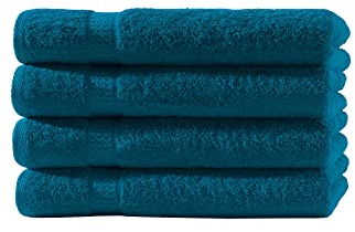 Müskaan® 4er Handtuch Set Petrol, 100% Baumwolle, 50x100cm, 500g/m² – Öko-Tex, Frottee Handtücher Set Baumwolle, Handtucherset 50x100cm, Handtuchset Blau für Bad, 60°C waschbar, Frotteetücher