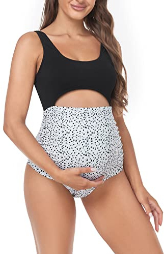 EastElegant Maillot de Bain 1 pièce Halter Grossesse Maillot de Bain avec Cordon de Serrage réglable